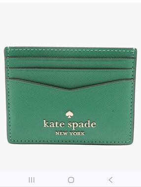 kate spade Green Leather Slim Credit Card Case Nwot
